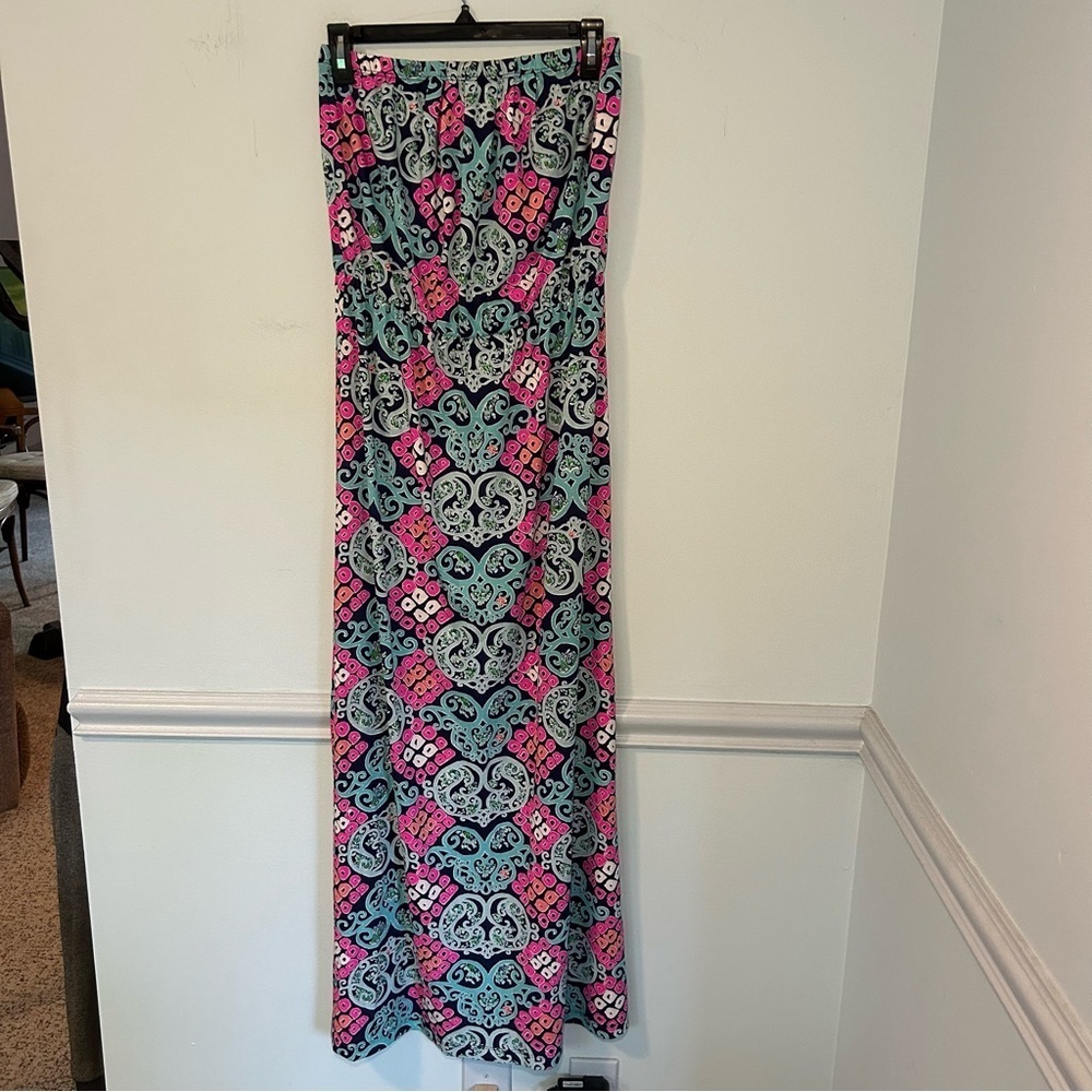 Lilly Pulitzer Blue & Purple Marlissa Behind the Gate Strapless Maxi Dress